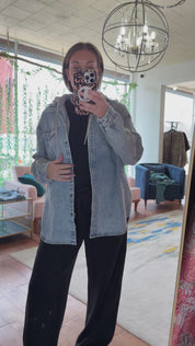Oversized Denim Hooded Shirt
