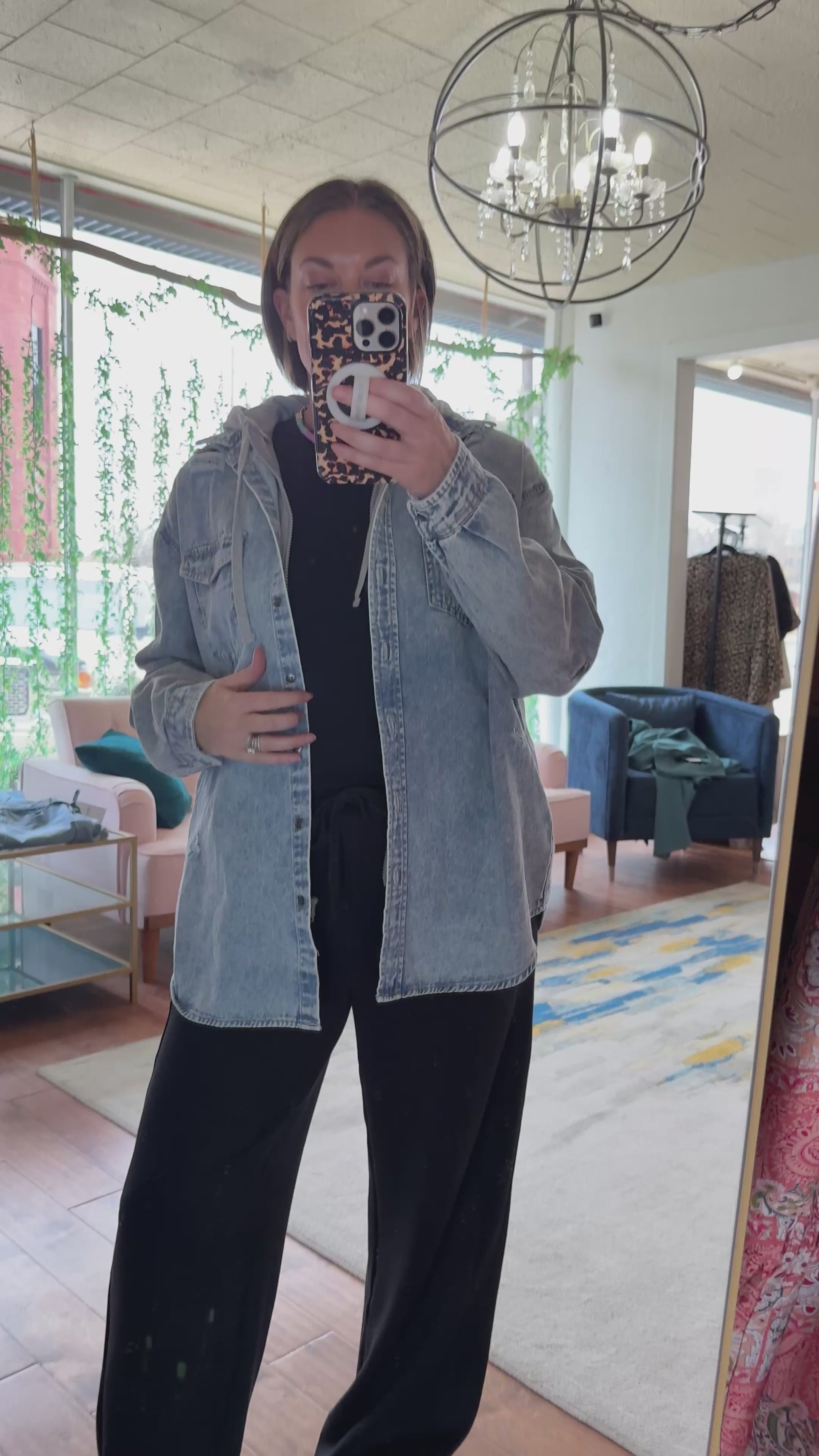 Oversized Denim Hooded Shirt