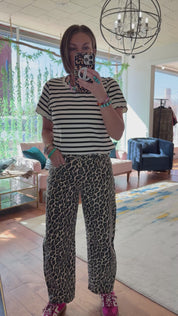 Leopard Barrel Print Jeans