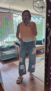 Patchwork Barrel Jeans