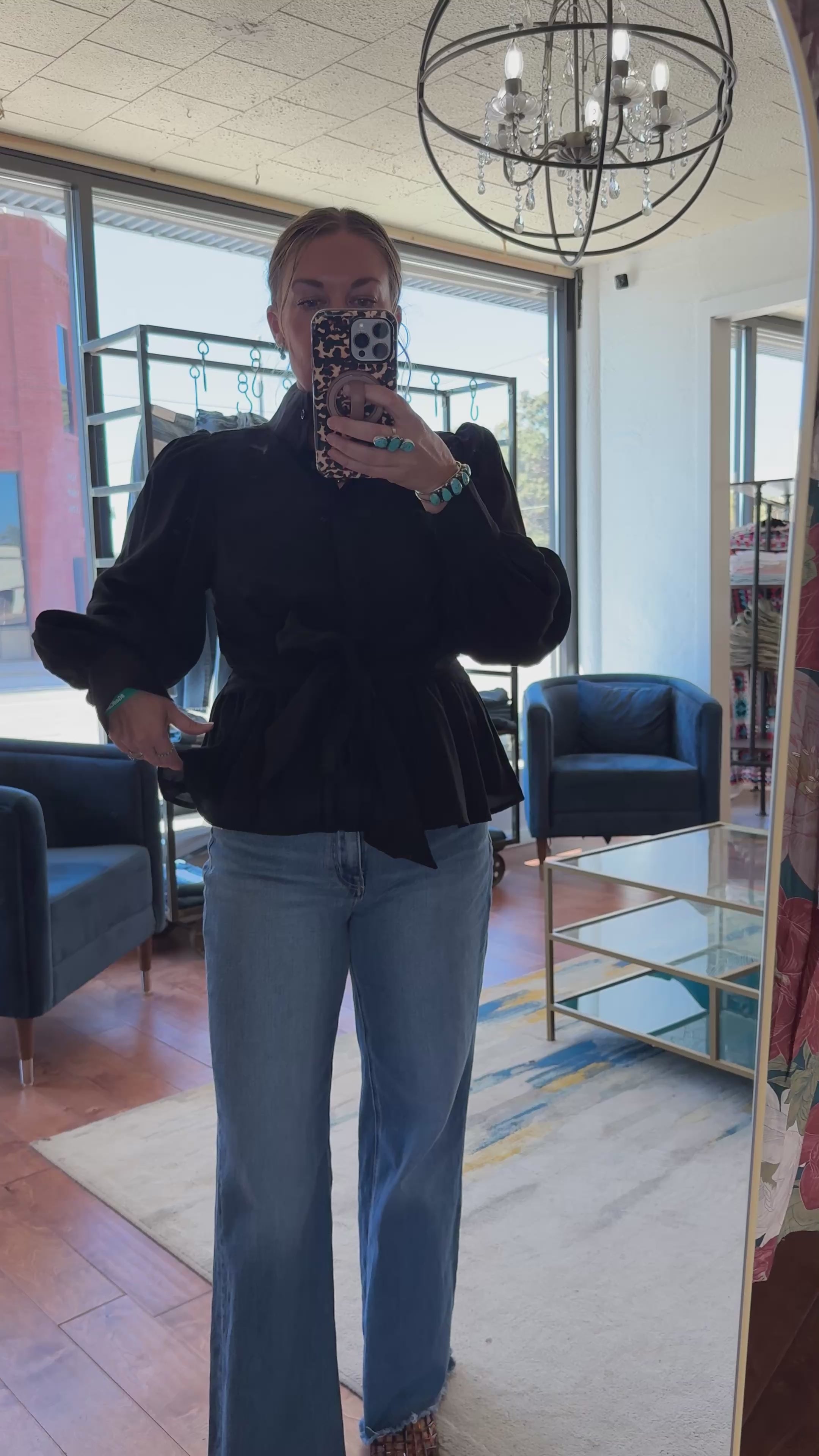 Peplum Button-Up Blouse