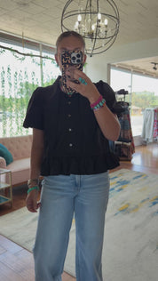 Neck Tie Puff Top