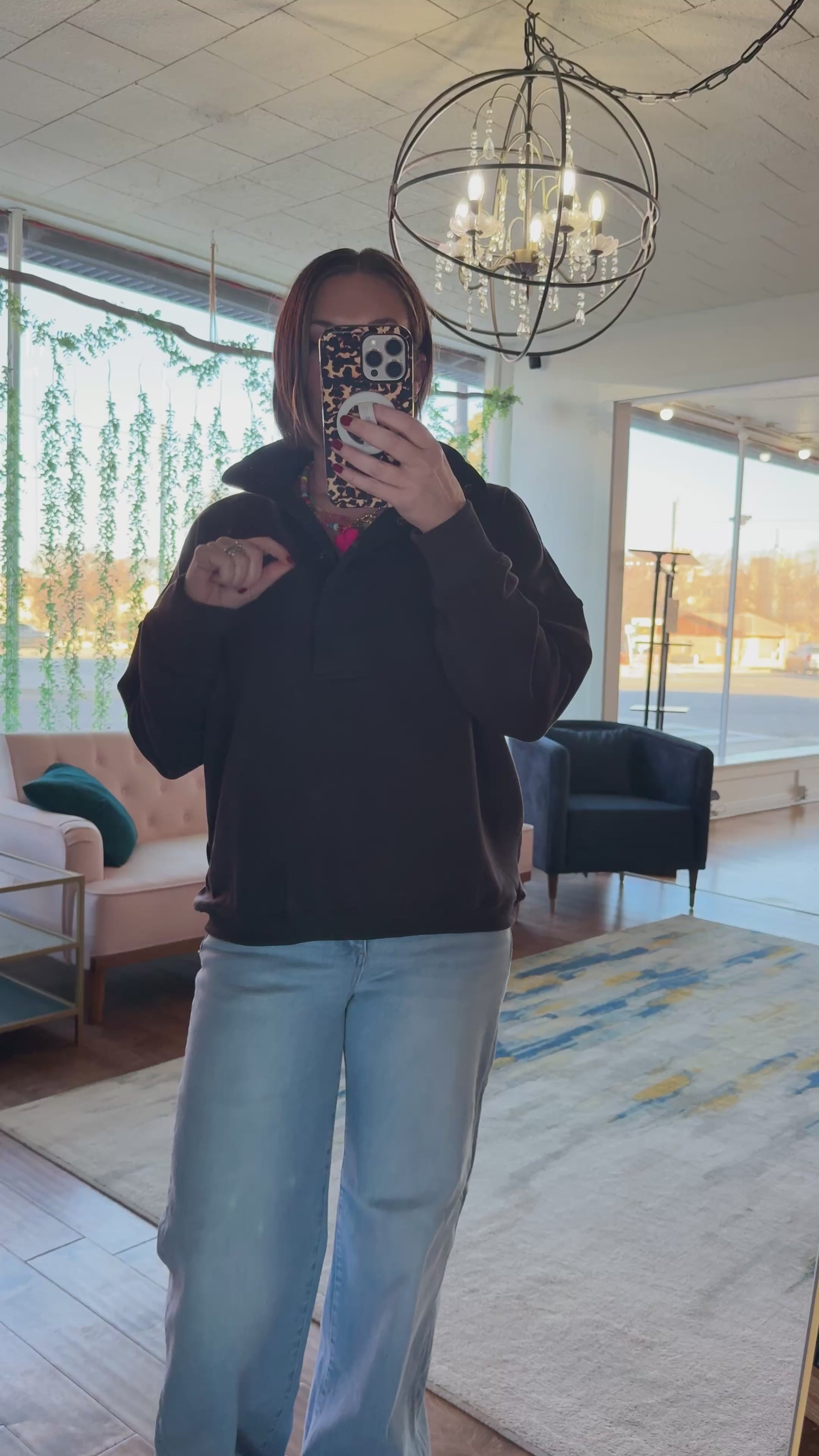 Snap Collar Pullover Sweatshirt