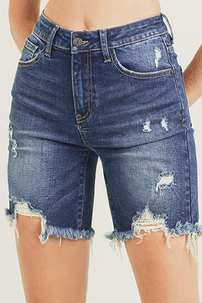 Distressed High-Rise Shorts